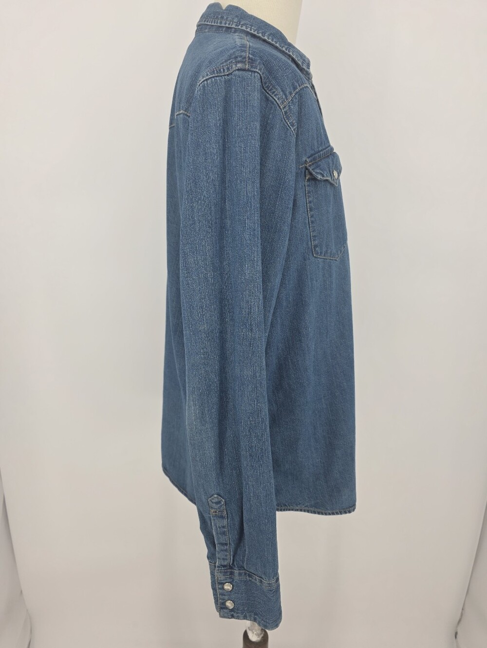 Levi's Standard Fit Pearl Snap Western Denim Shirt Mens L Blue Cotton - Picture 5 of 12